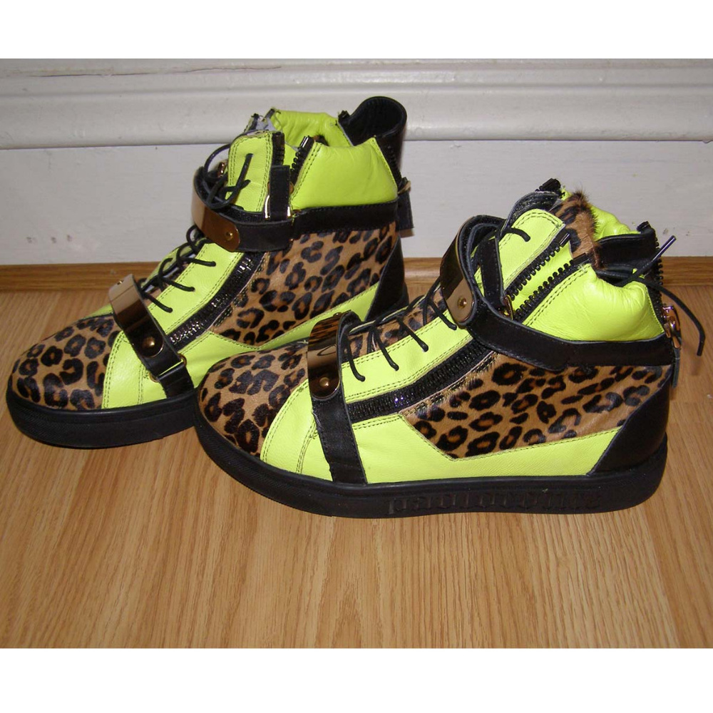 NEW Paolo Conte Leather Ponyhair Sneakers sz 8 HOT - Picture 3 of 8